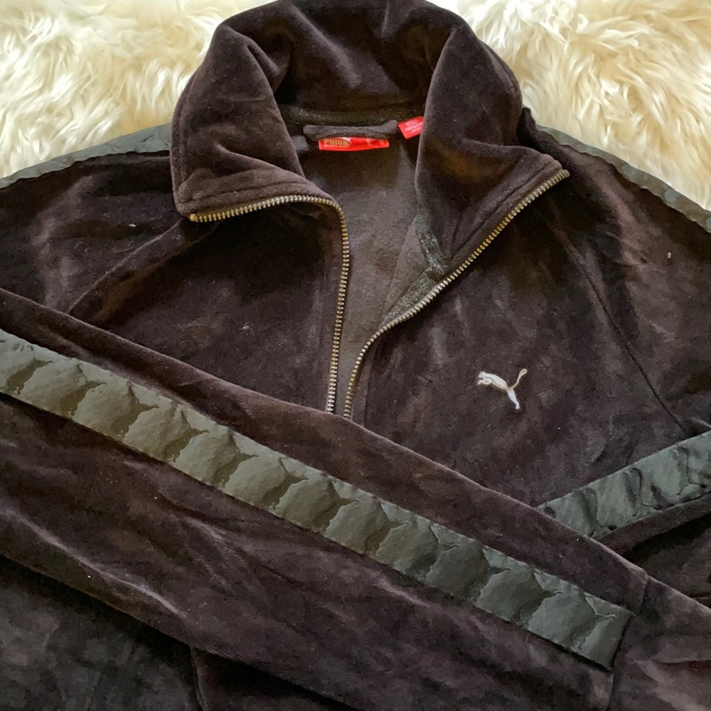 Puma black Velour zip-up